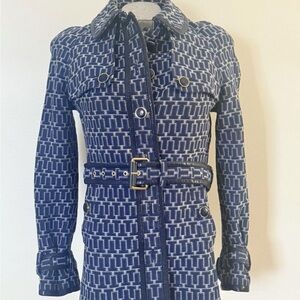 Tory Burch Navy Patterned Trench Coat NWT
